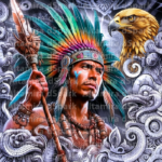 Aztec Warrior Tumbler Wrap PNG Sublimation Design (Digital Download)