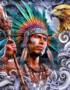 Aztec Warrior Tumbler Wrap PNG Sublimation Design (Digital Download)