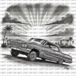 Lowrider Sunset Impala Tumbler Wrap PNG Sublimation Design (Digital Download)