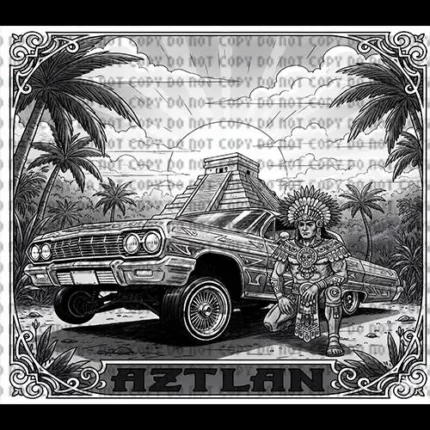 Impala Lowrider Aztlan Aztec Wrap PNG Sublimation Design (Digital Download)